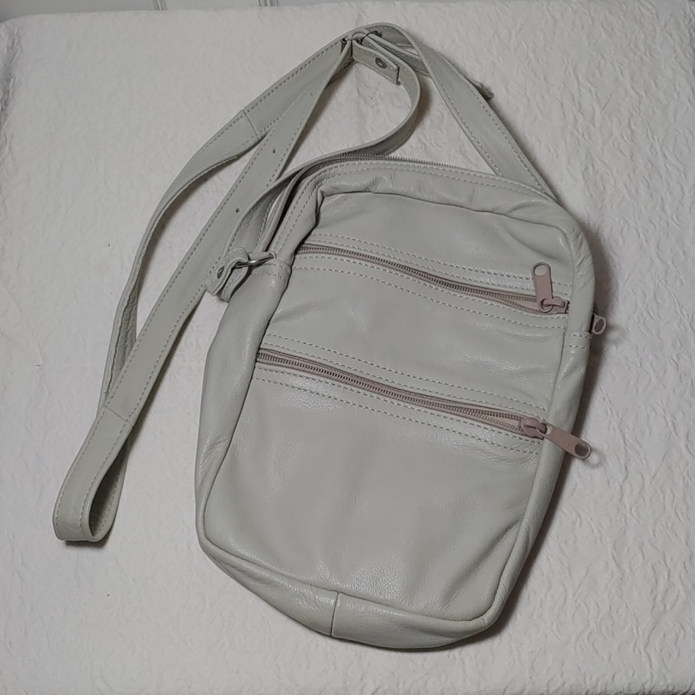 Ideal off white leather cross body bag